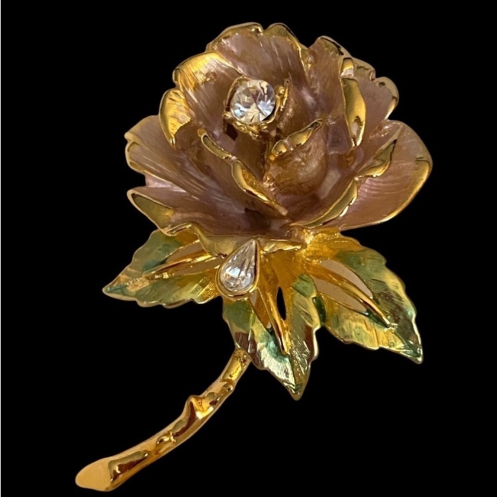 NWT vintage 1997 RJ Graziano England’s Rose Diana brooch & pierced earring set - Picture 5 of 14